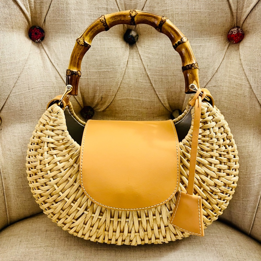 Mark and Graham BAMBOO WICKER HANDBAG. New without tags